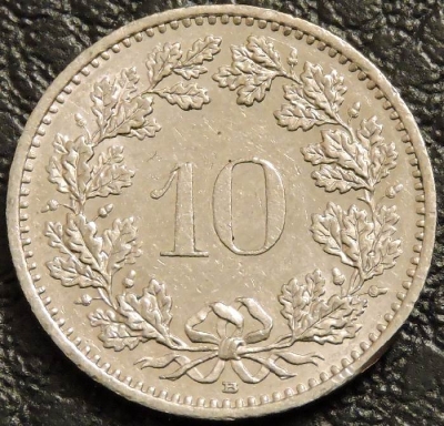 10 раппенов 1993 Швейцария. F-VF. На фото образец.