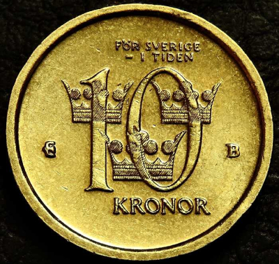 10 крон 2002 Швеция. Монета продается в единственном экземпляре, изображенном на фото.