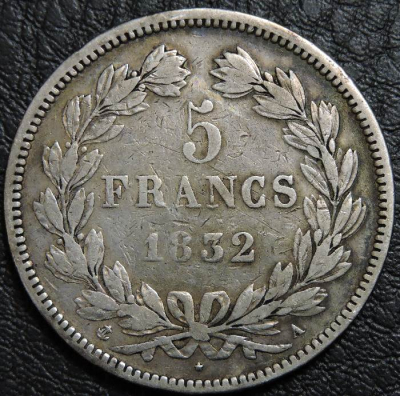 5 франков 1832 A Франция. Серебро 900 пробы. Монета продается в единственном экземпляре, изображенном на фото.