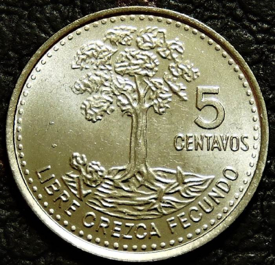5 сентаво 2010 Гватемала. Монета продается в единственном экземпляре, изображенном на фото.