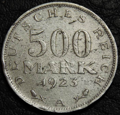 500 марок 1923 A Германия. Монета продается в единственном экземпляре, изображенном на фото.
