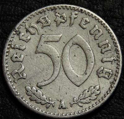 50 рейхспфеннигов 1935 A Германия. Монета продается в единственном экземпляре, изображенном на фото.