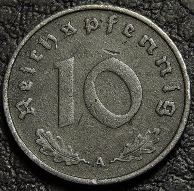 10 рейхспфеннигов 1941 A Германия. Монета продается в единственном экземпляре, изображенном на фото.