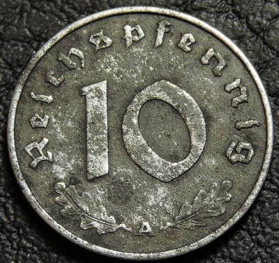 10 рейхспфеннигов 1942 A Германия. Монета продается в единственном экземпляре, изображенном на фото.