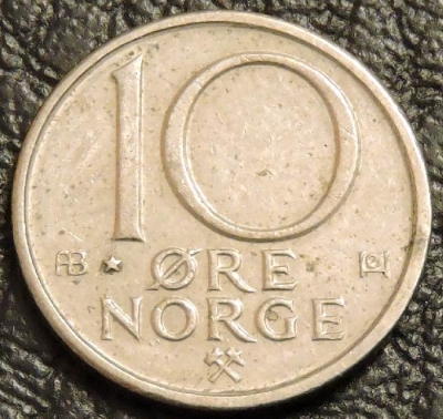 10 эре 1980 Норвегия. VF-XF. На фото образец.